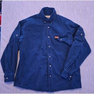 Woolrich Shirt Men L Blue Thick Heavyweight Shooting Padded Pockets Button Up